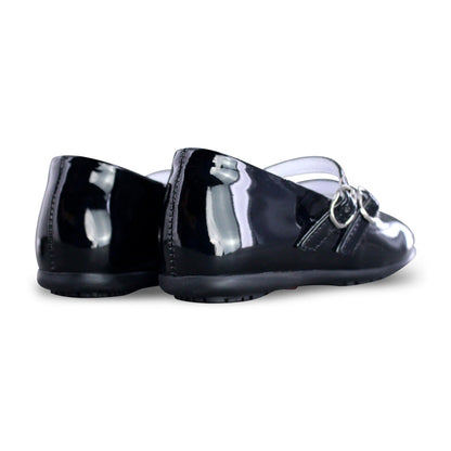 Zapato Escolar Niña 3826 Charol Negro Doble Látigo con Hebilla