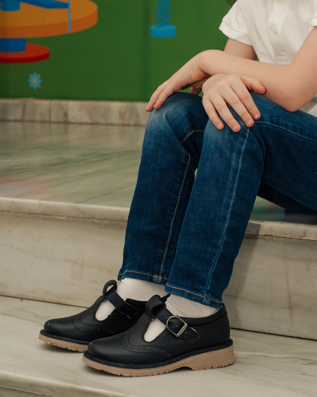 Zapato Escolar Niña 9533 Piel Negro Hebilla suela Goma