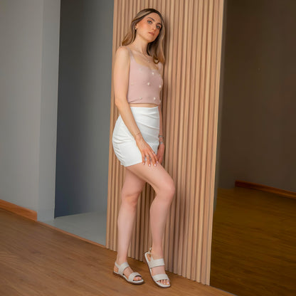 Sandalia Mujer 4551 Piel Beige con Hebilla