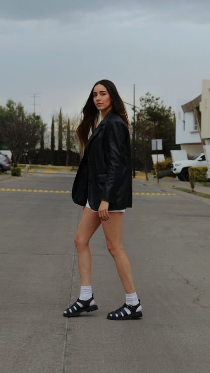 Sandalia Mujer 4720 Davina Piel Negro con Hebilla