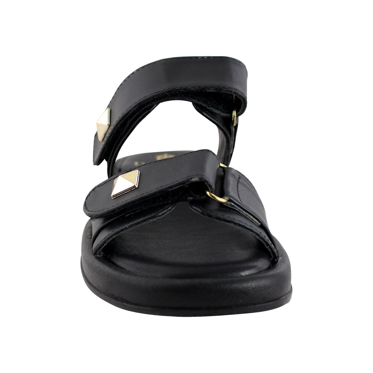 Sandalia de Mujer 4825 Davina Color Negro Doble Velcro con Estoperoles