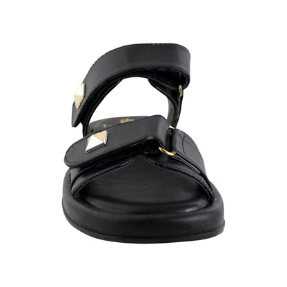 Sandalia de Mujer 4825 Davina Color Negro Doble Velcro con Estoperoles
