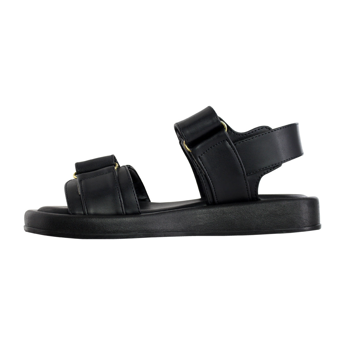 Sandalia de Mujer 4825 Davina Color Negro Doble Velcro con Estoperoles