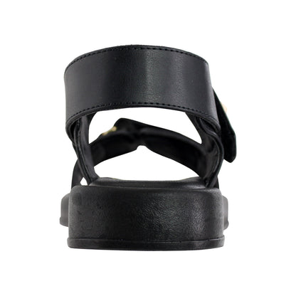 Sandalia de Mujer 4825 Davina Color Negro Doble Velcro con Estoperoles