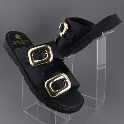 Sandalia Mujer 4865 Negro con doble Hebilla