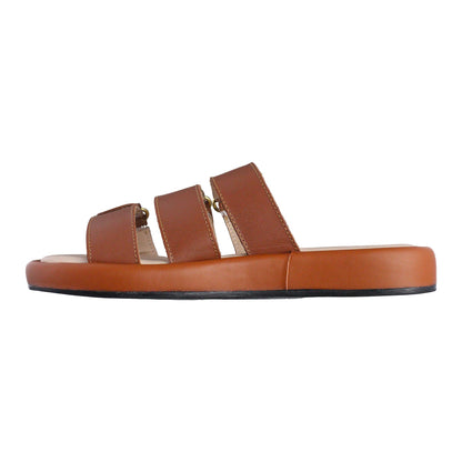 Sandalia Mujer 4880 Piel Café con Tiras