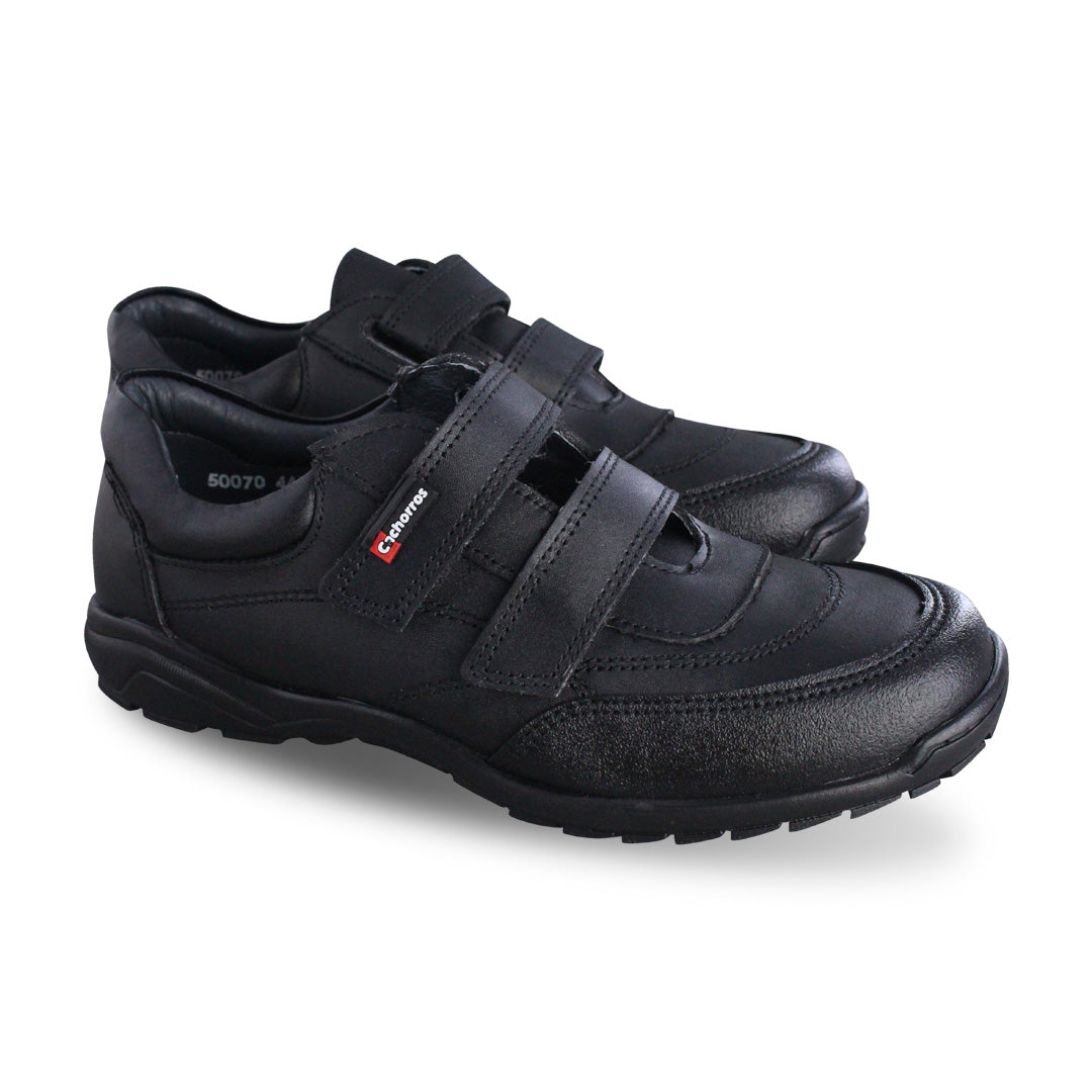 Zapato Escolar Niño 50070 Piel Negro Doble Velcro