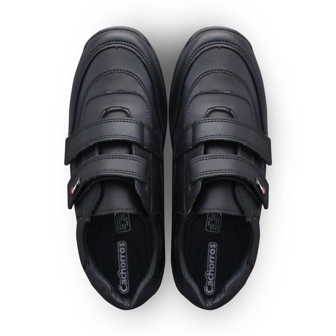Zapato Escolar Niño 50070 Piel Negro Doble Velcro