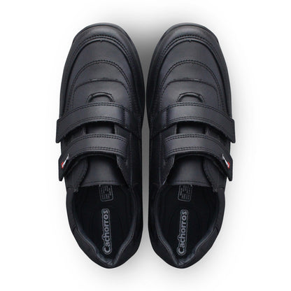 Zapato Escolar Niño 50070 Piel Negro Doble Velcro