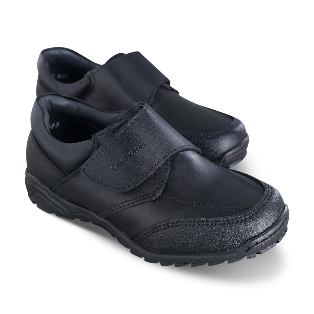 Zapato Escolar Niño 50085 Piel Negra con Velcro
