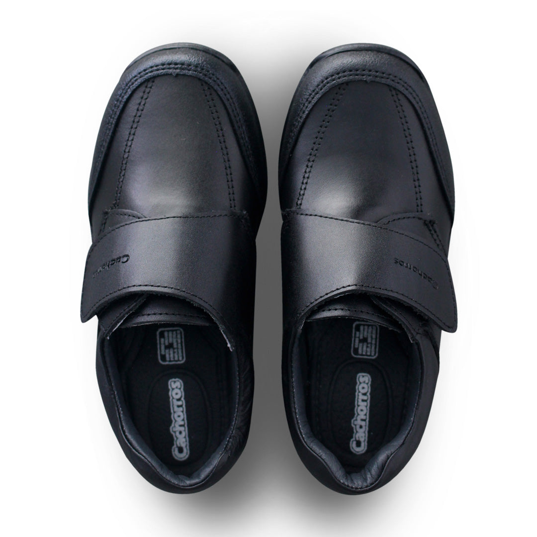 Zapato Escolar Niño 50085 Piel Negra con Velcro