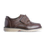 Zapato escolar niño 5024 piel café con velcro