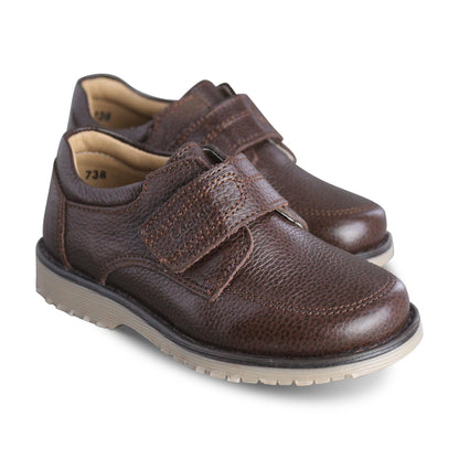 Zapato escolar Niño 5024 Piel Café con Velcro