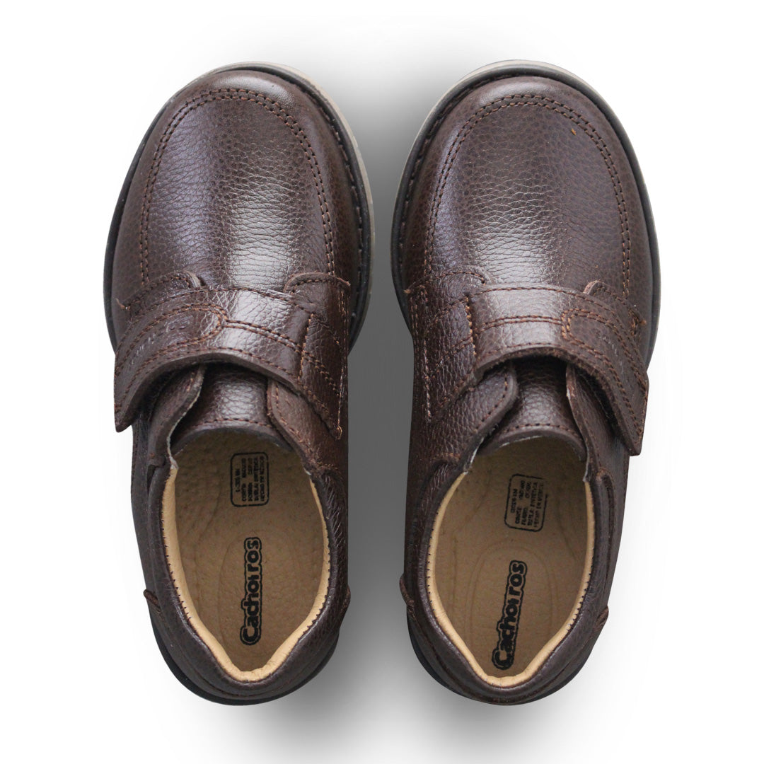 Zapato escolar Niño 5024 Piel Café con Velcro