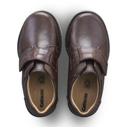 Zapato escolar Niño 5024 Piel Café con Velcro