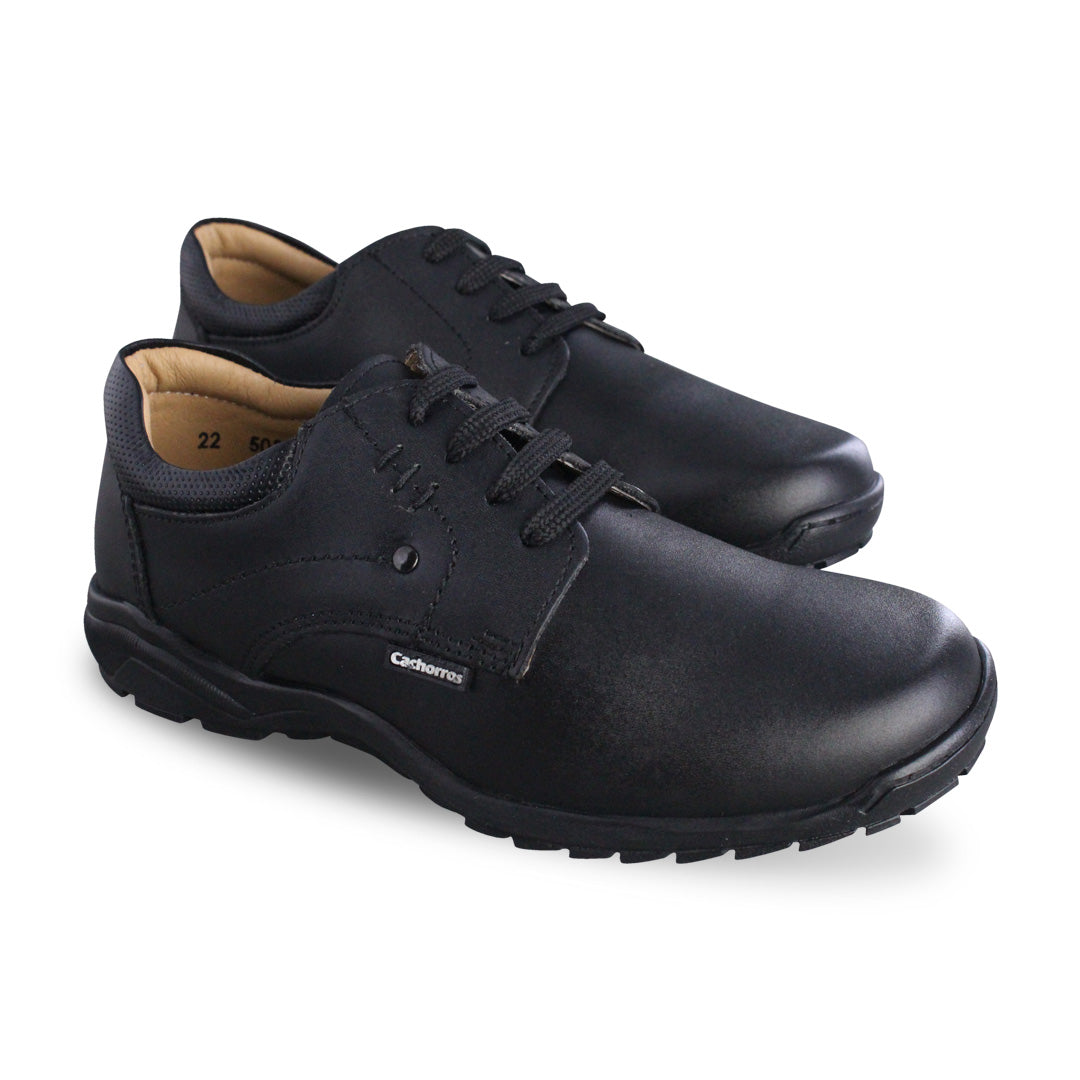 Zapato Escolar Niño 5030 Piel Negra Agujetas