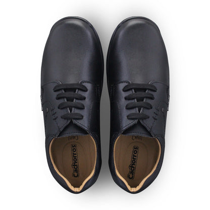 Zapato Escolar Niño 5030 Piel Negra Agujetas