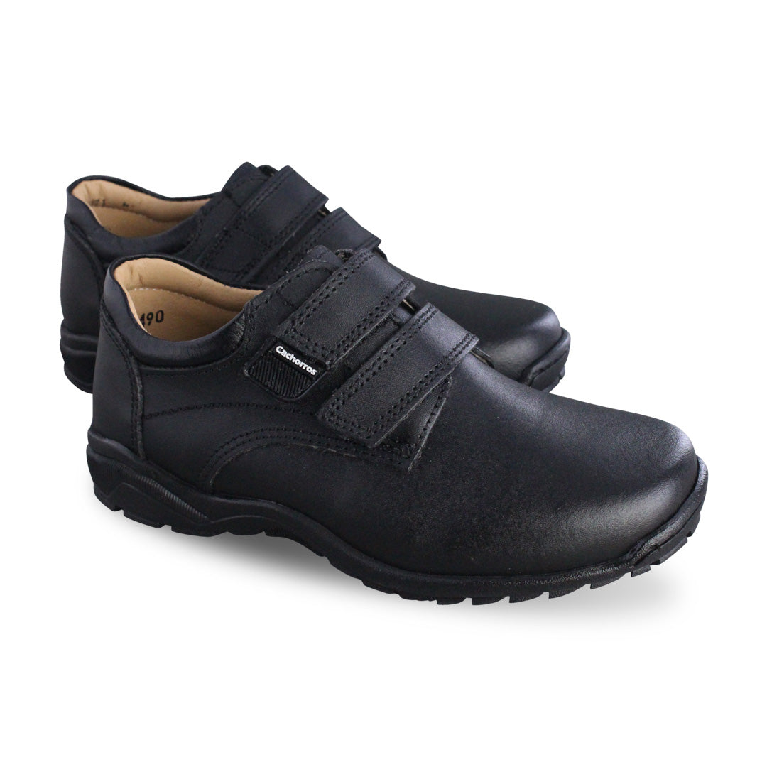 Zapato Escolar Niño 5071 Piel Negro Doble Velcro