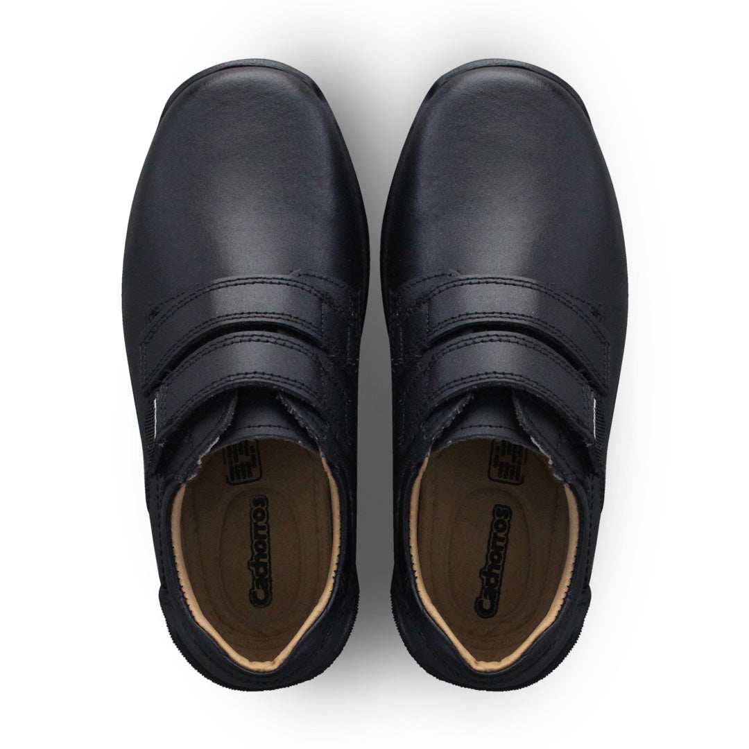 Zapato Escolar Niño 5071 Piel Negro Doble Velcro