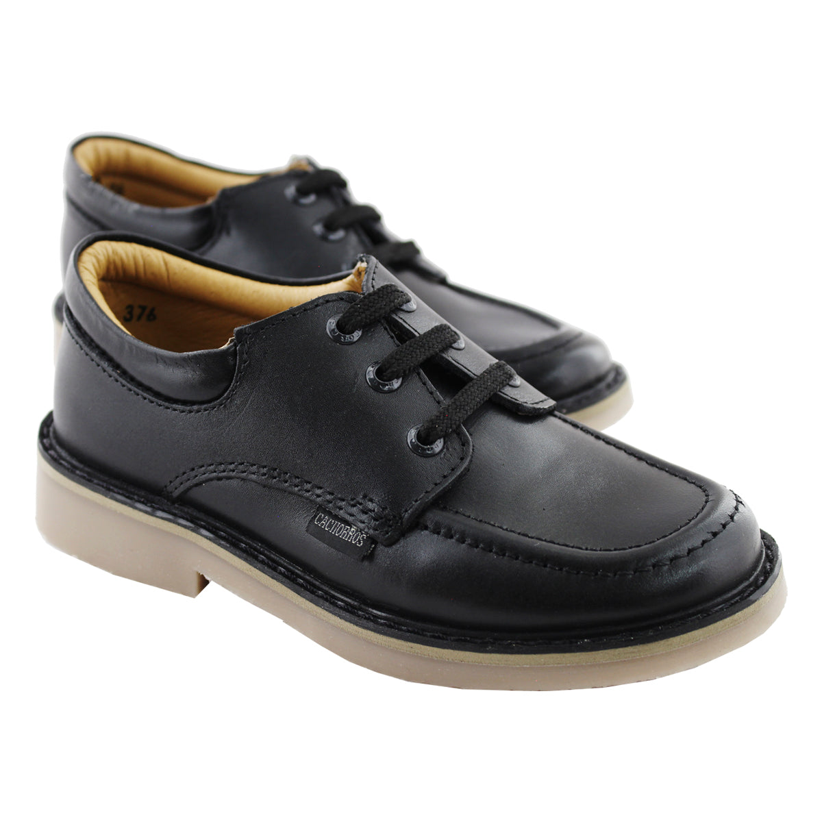 Zapato Escolar Unisex 5254 Piel Negra Suela Goma Lucy Cachorros