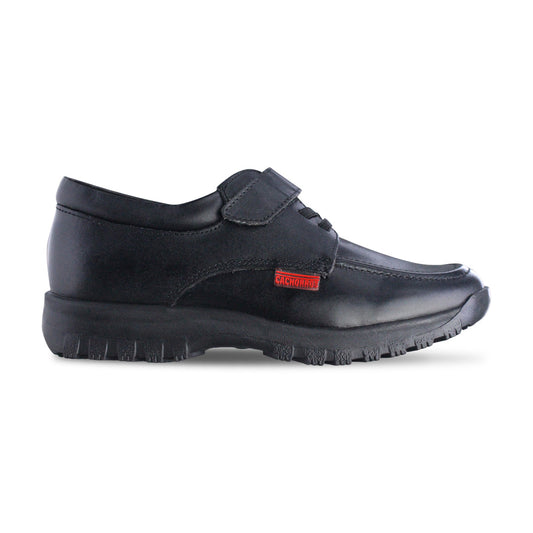 Zapato Escolar Niño 5260 Piel Negro con Velcro y Elásticos