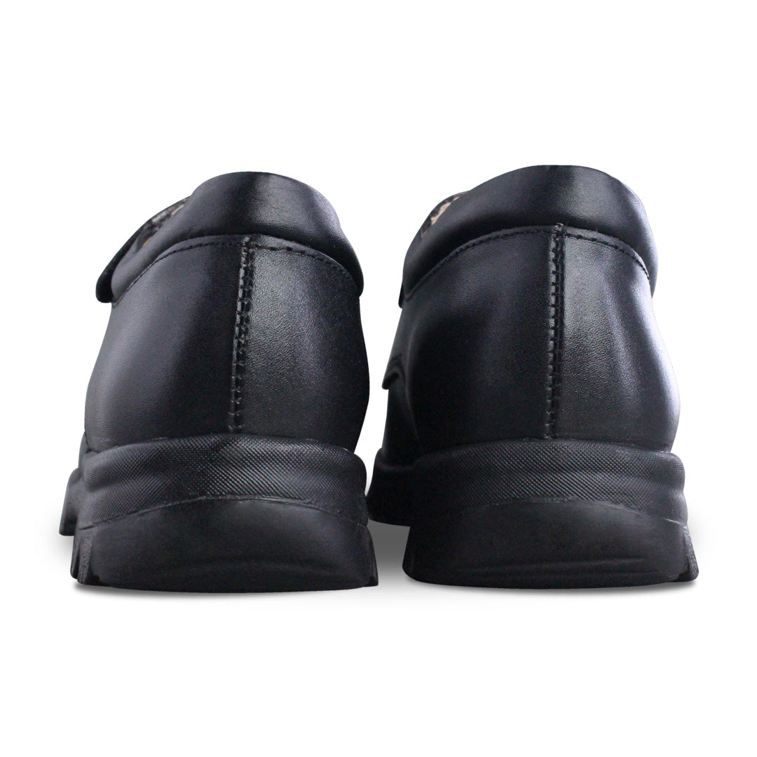 Zapato Escolar Niño 5260 Piel Negro con Velcro y Elásticos