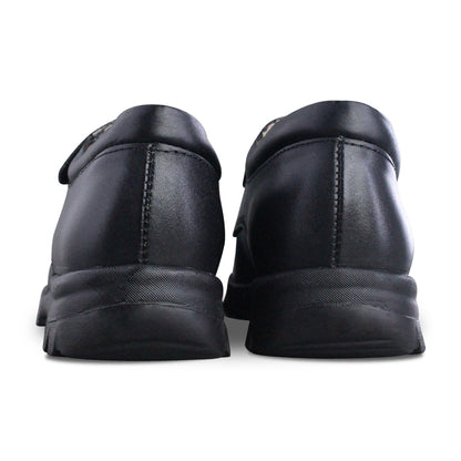 Zapato Escolar Niño 5260 Piel Negro con Velcro y Elásticos