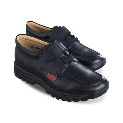 Zapato Escolar Niño 5260 Piel Negro con Velcro y Elásticos