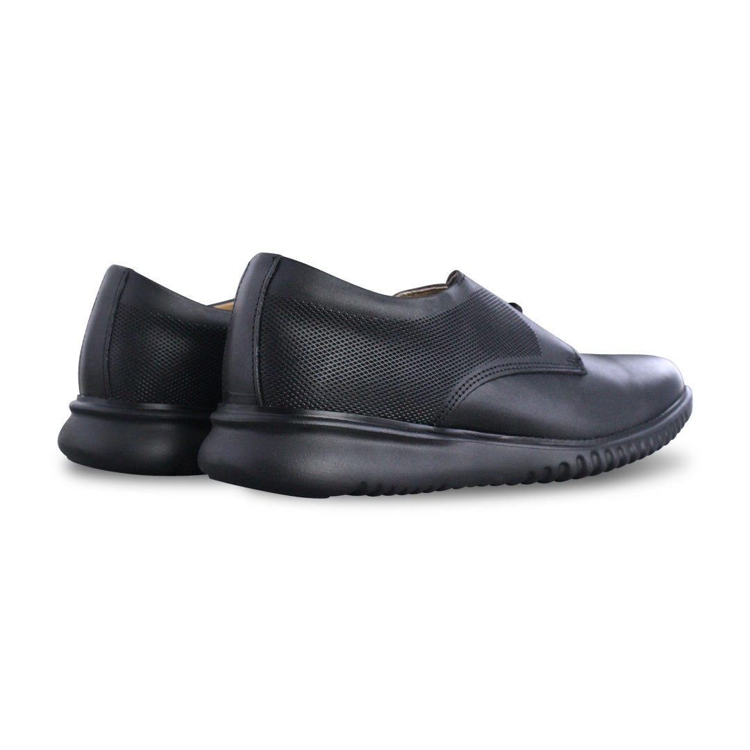 Zapato Escolar 5576 Piel Negro con Cintas