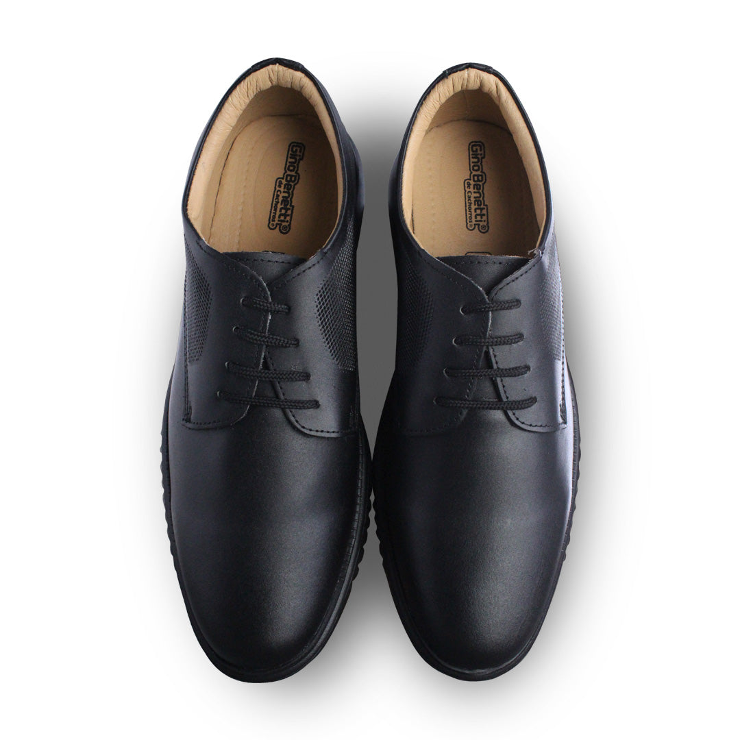 Zapato Escolar 5576 Piel Negro con Cintas