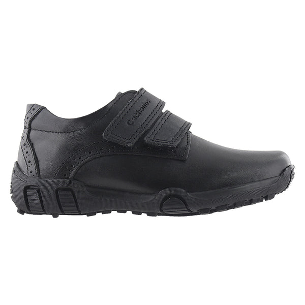 Zapato Escolar Niño 5706 Piel Negro doble Velcro