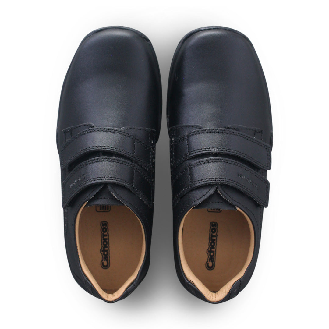 Zapato Escolar Niño 5706 Piel Negro doble Velcro
