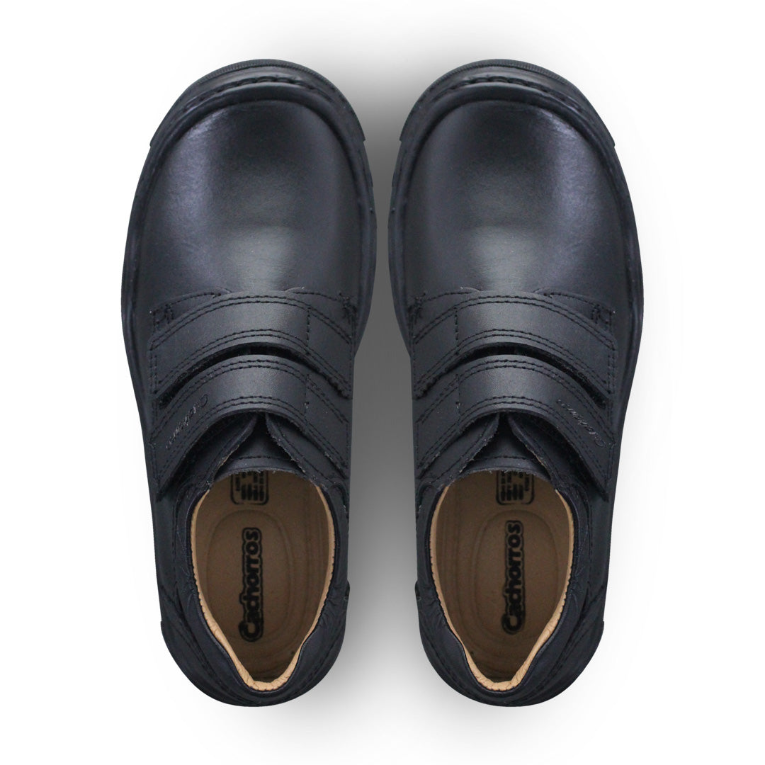 Zapato Escolar Niño 5825 Piel Negro Doble Velcro