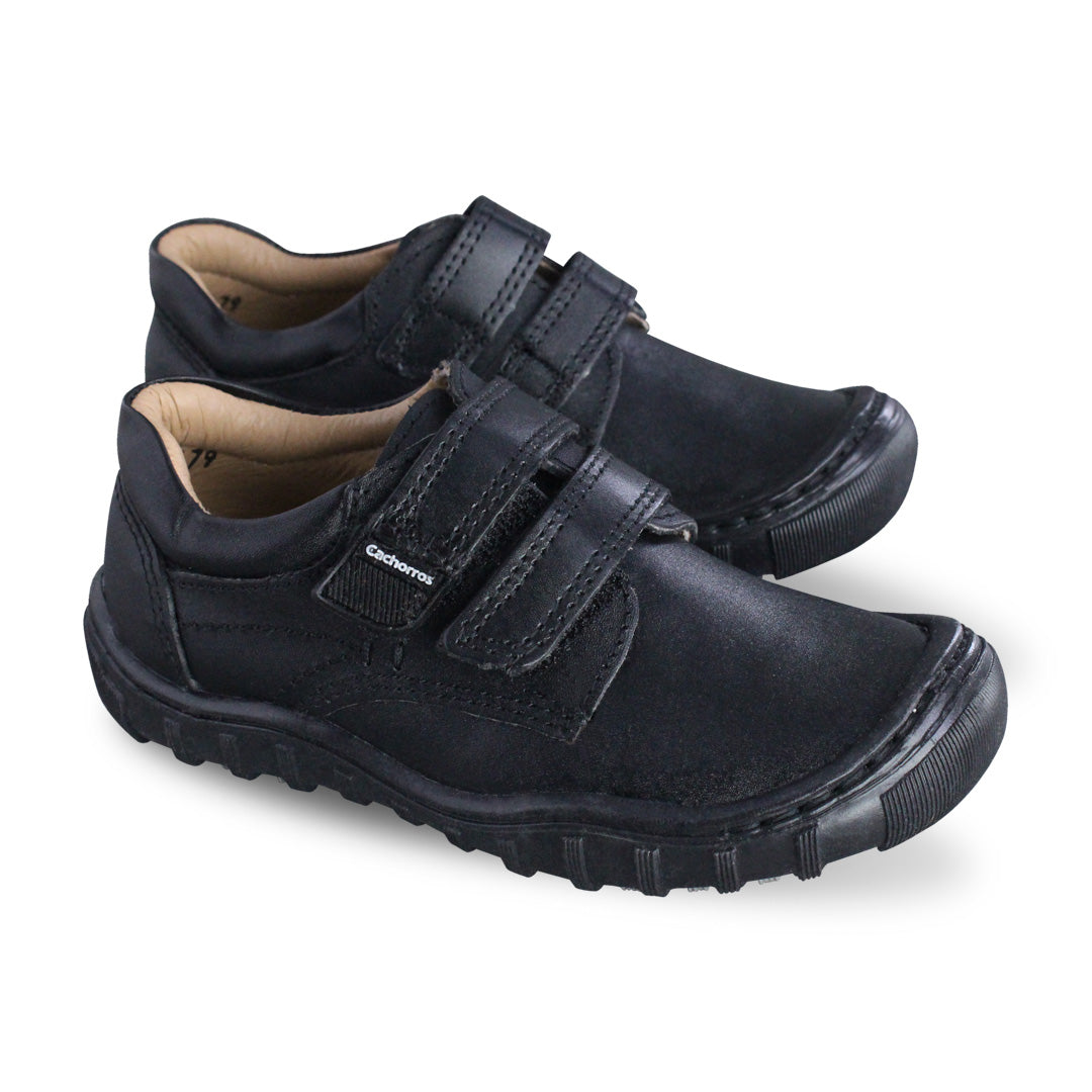 Zapato Escolar Niño 5826 Piel Negra doble Velcro