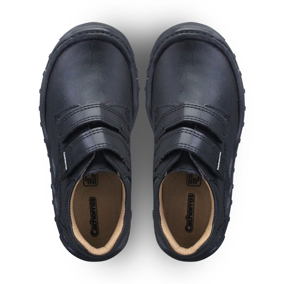 Zapato Escolar Niño 5826 Piel Negra doble Velcro