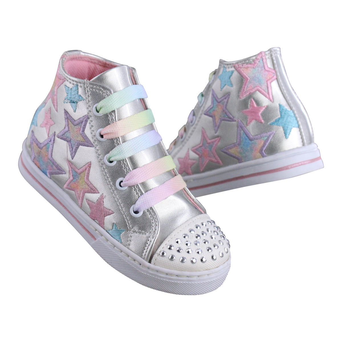 Tenis Niña 601 Plata con Estrellas