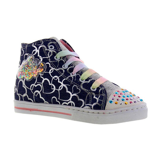 Tenis Niña 602 Azul con Corazones
