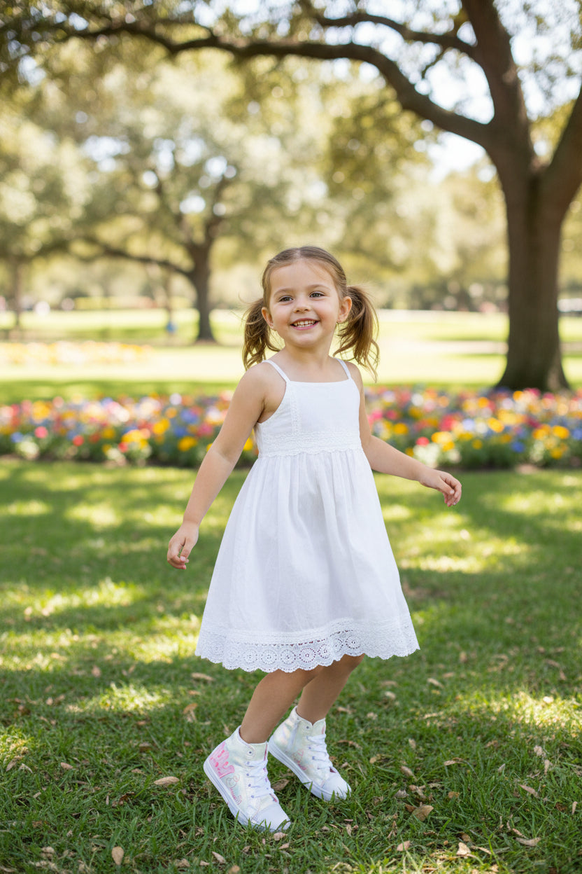 Tenis Niña 603 Blanco Corona Bordada