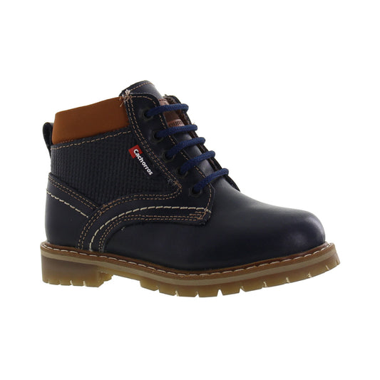 Bota Niño  60376 Piel Azul Marino con Agujetas