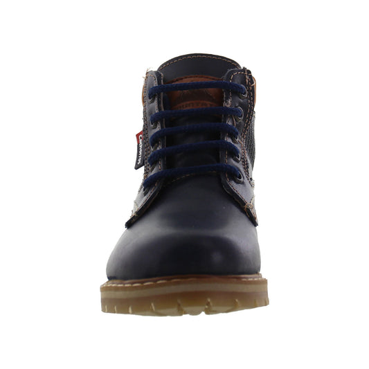 Bota Niño  60376 Piel Azul Marino con Agujetas