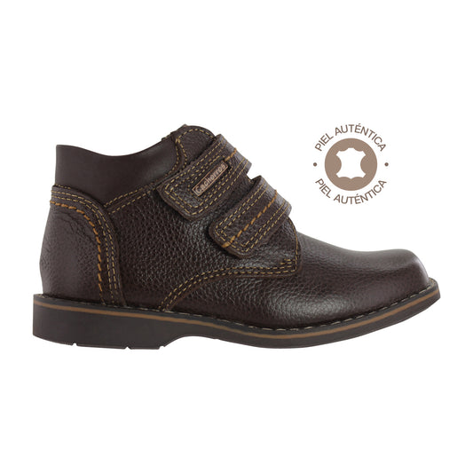 Bota Niño 6141 Piel Café Doble Velcro