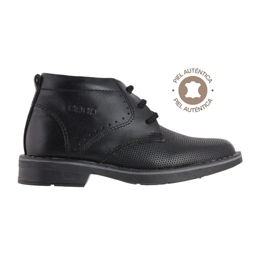 Bota Niño 6183 Piel Negro con Cintas