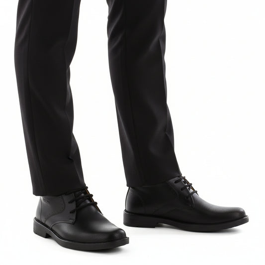 Bota Niño 6183 Piel Negro con Cintas