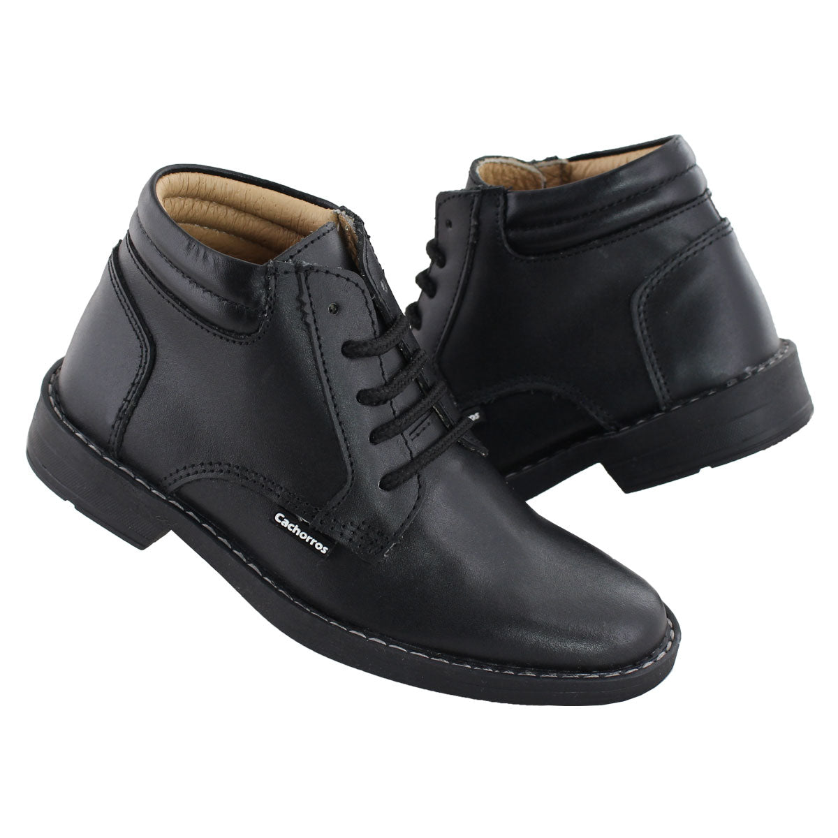 Botín Niño 6190 Piel Negro con Cintas
