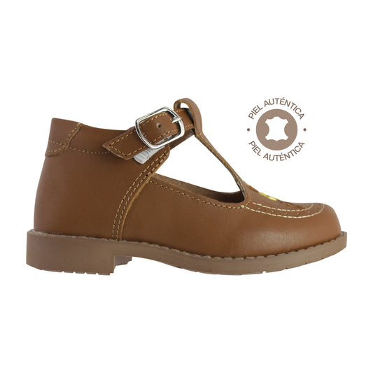 Botita Niña 6723 Piel Miel Bordada