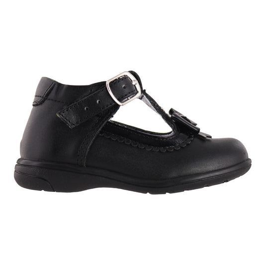 Botita Niña 6726 Piel Negro con Moño