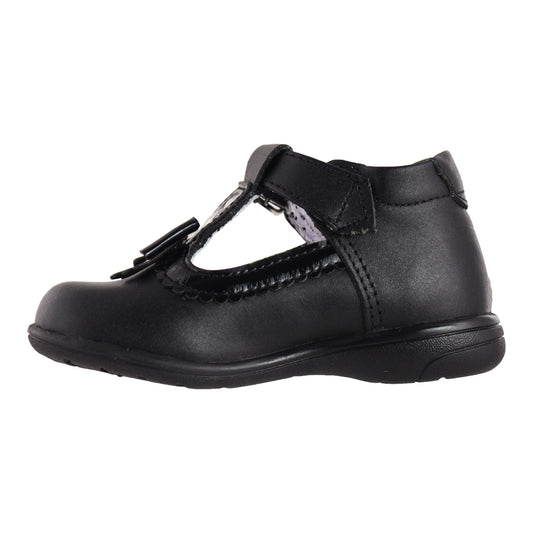 Botita Niña 6726 Piel Negro con Moño