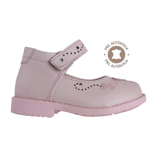 Botita Niña 6782 Piel Rosa Corazones