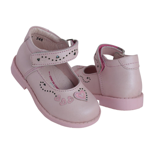 Botita Niña 6782 Piel Rosa Corazones