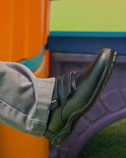 Zapato Escolar Niño 5071 Piel Negro Doble Velcro